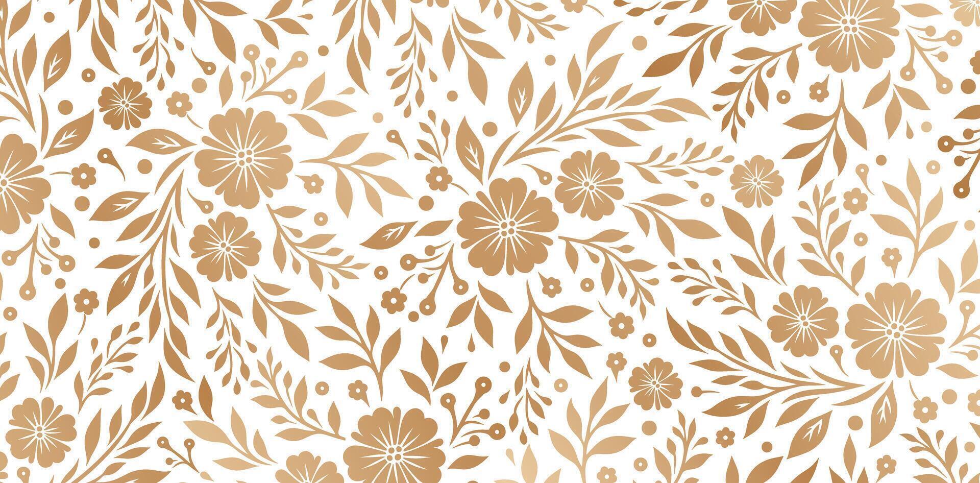 pattern with decorative flowers golden colors isolated Floral background for Fashionable modern wallpaper or textiles, books cover, Digital interfaces, print designs template materials papers vector