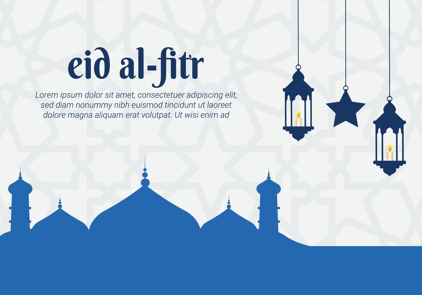 Eid al Fitr greeting card with Islamic decoration vector