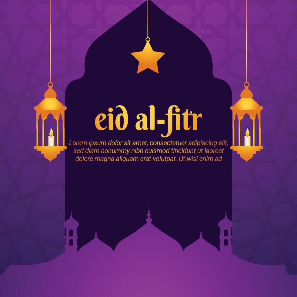 Eid al Fitr greeting card with islamic decoration vector