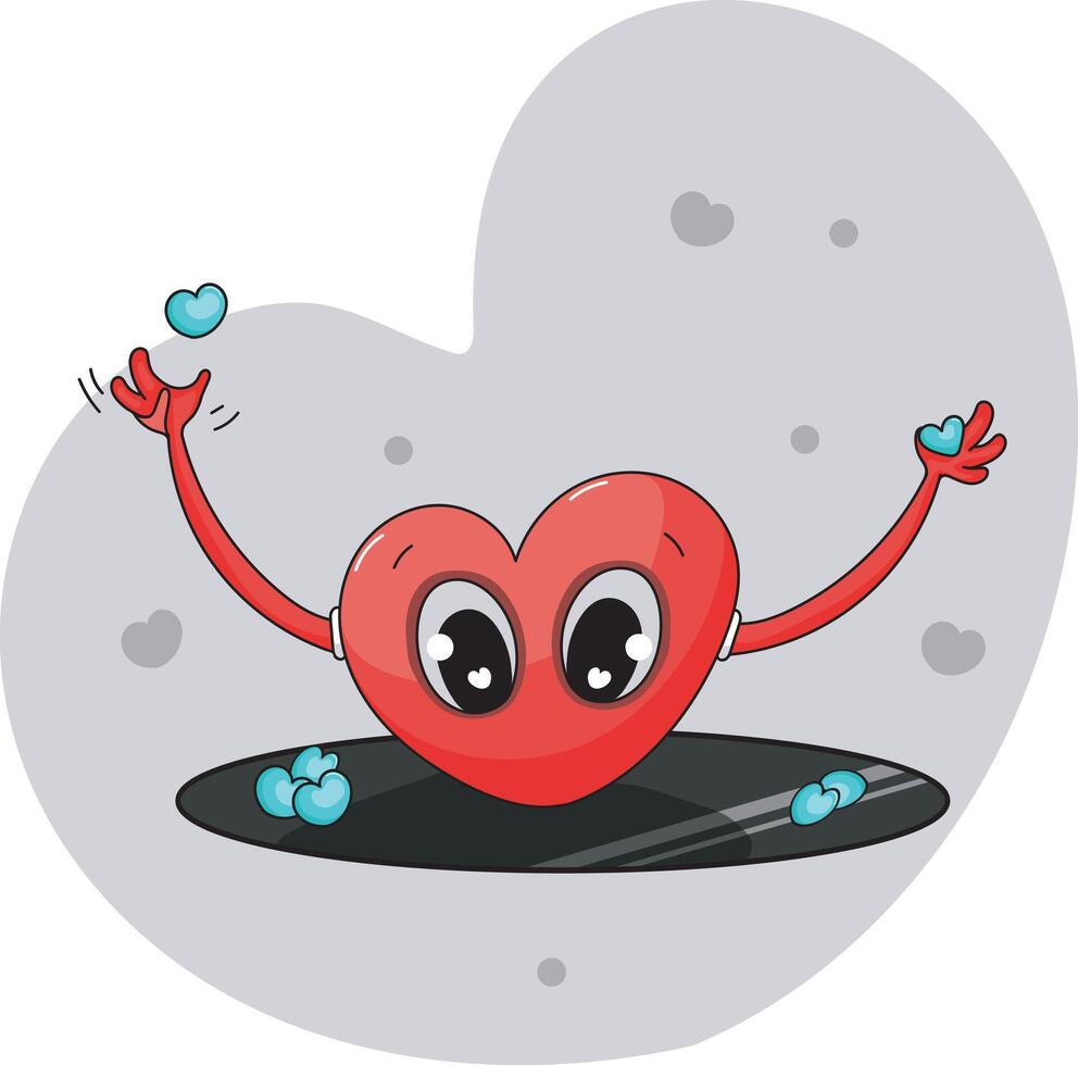 the heart  man throwing heart to space vector illustration