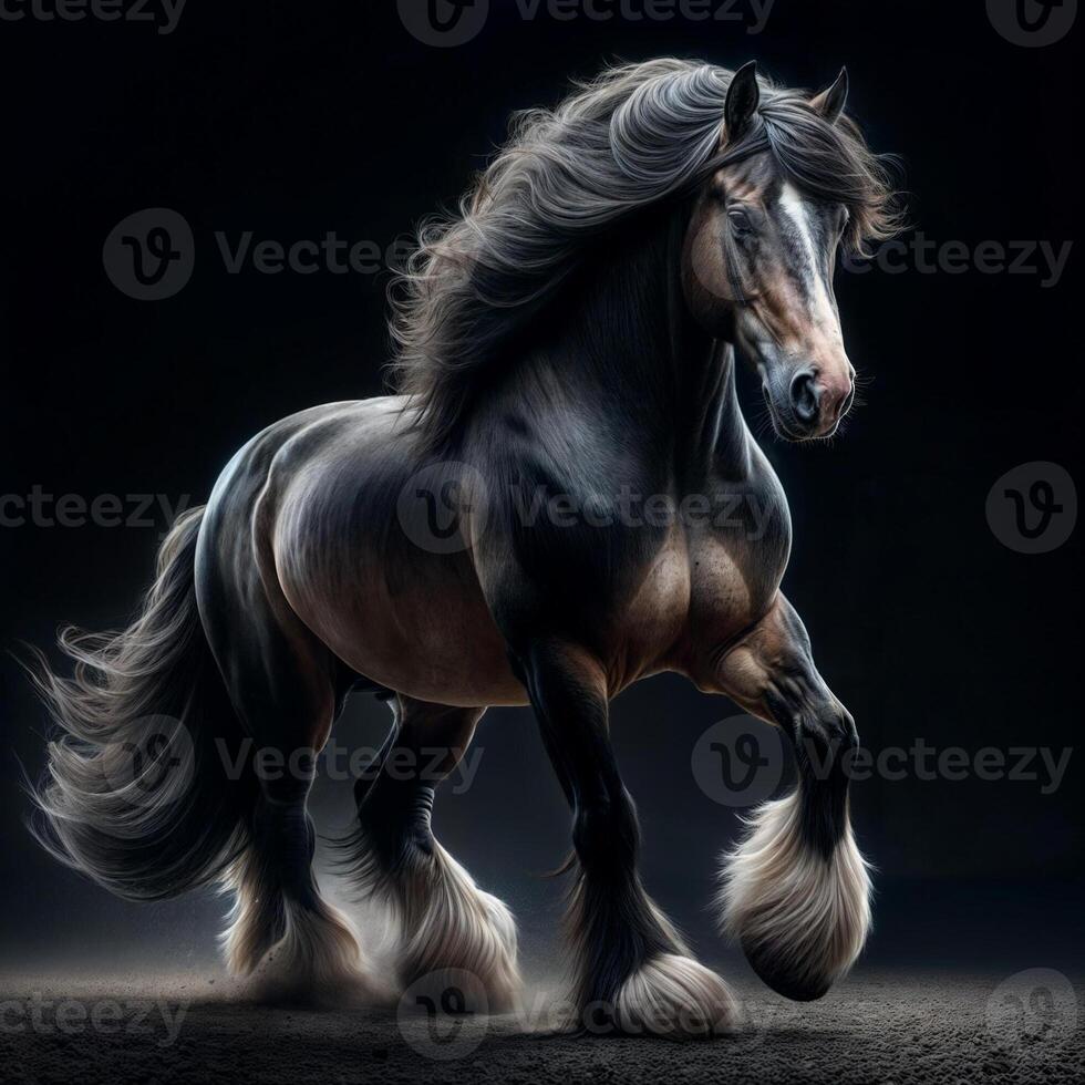 AI generated Thundering Majesty The Mighty Horse Exuding Power photo