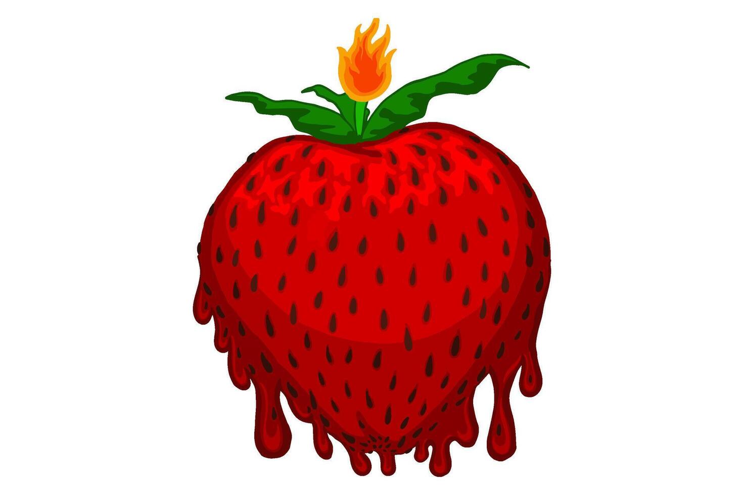 Strawberry Fruit Candle Melting Vector