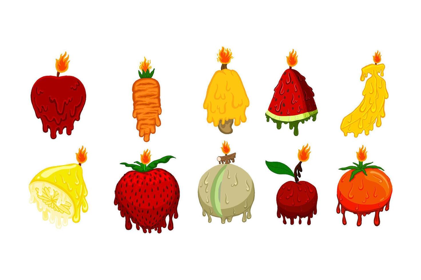 Set Of Fruit Candle Melting Vector