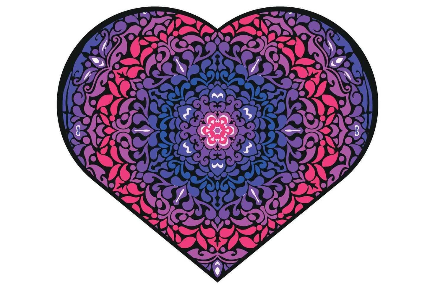 Love Mandala Ornament Vector Design For Valentine Decoration