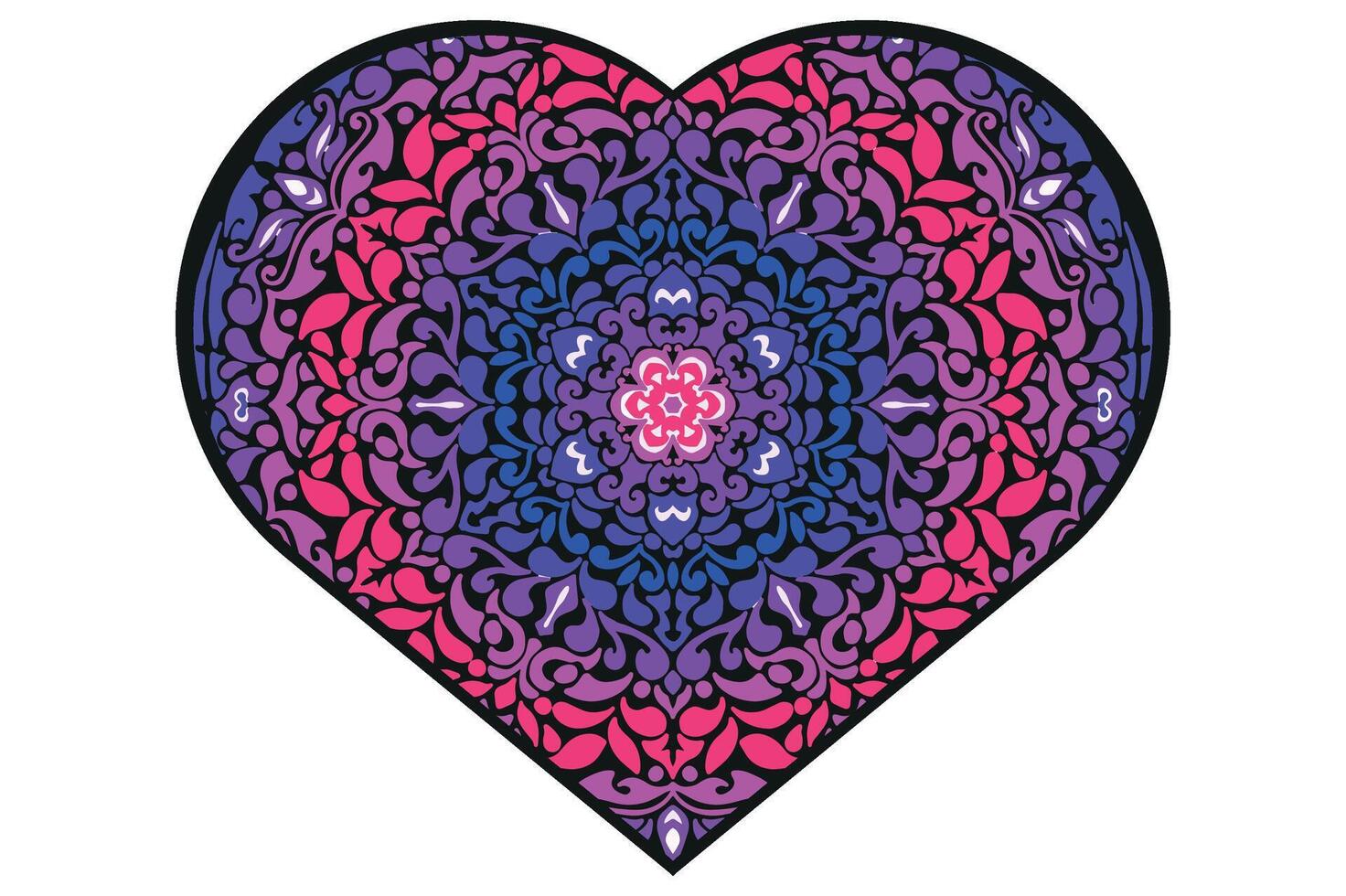 Love Mandala Ornament Vector Design For Valentine Decoration