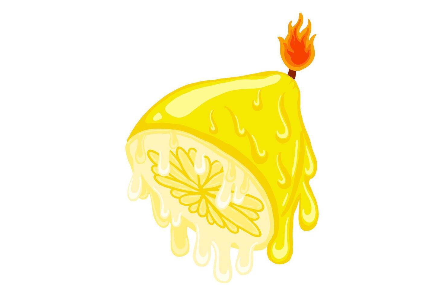 Slice of Lemon Fruit Candle Melting Vector