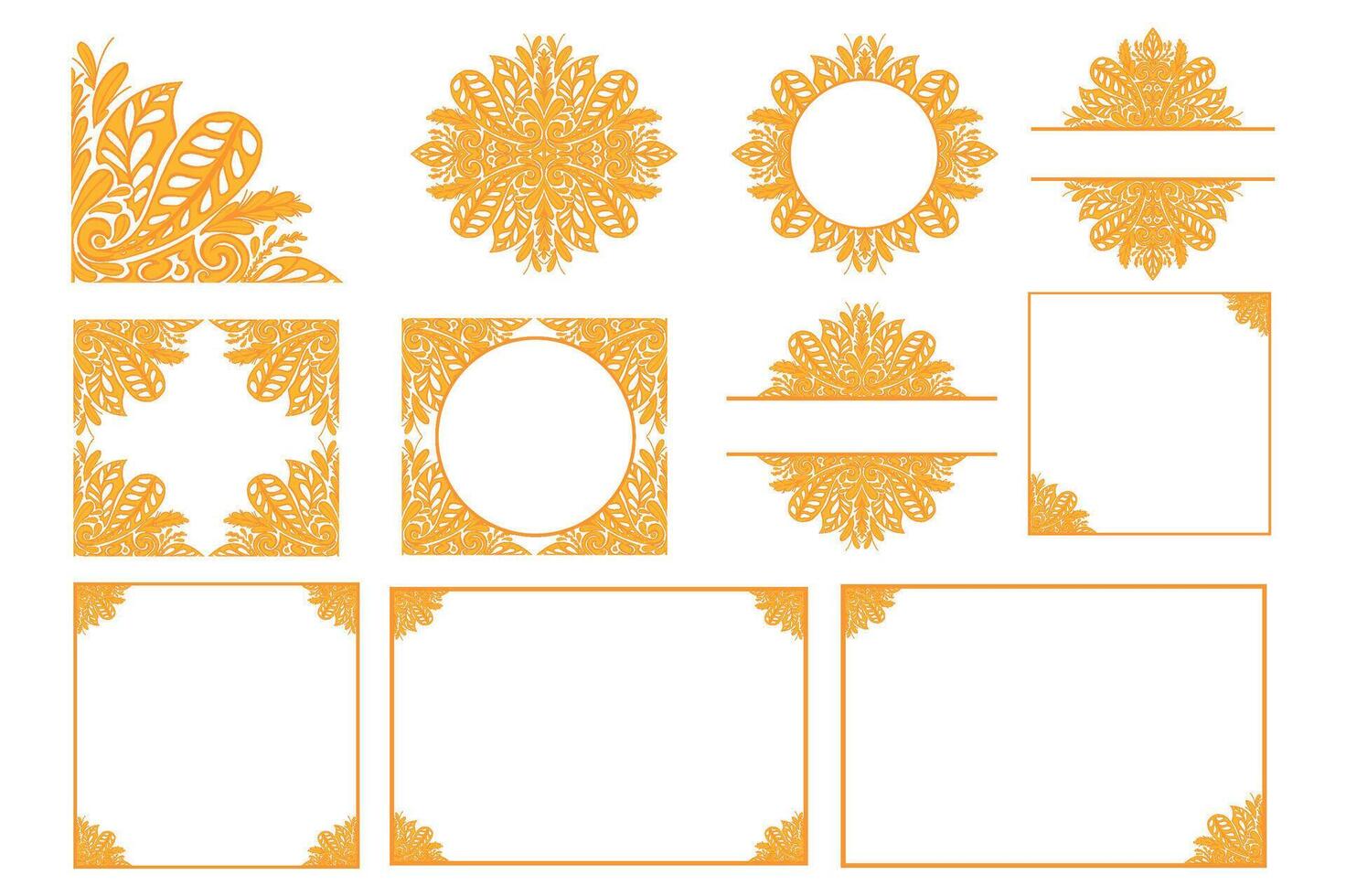 conjunto de dorado ornamento marco frontera vector diseño para decoración elemento