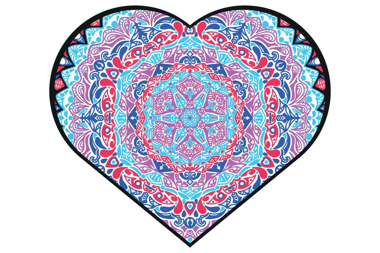 Love Mandala Ornament Vector Design For Valentine Decoration