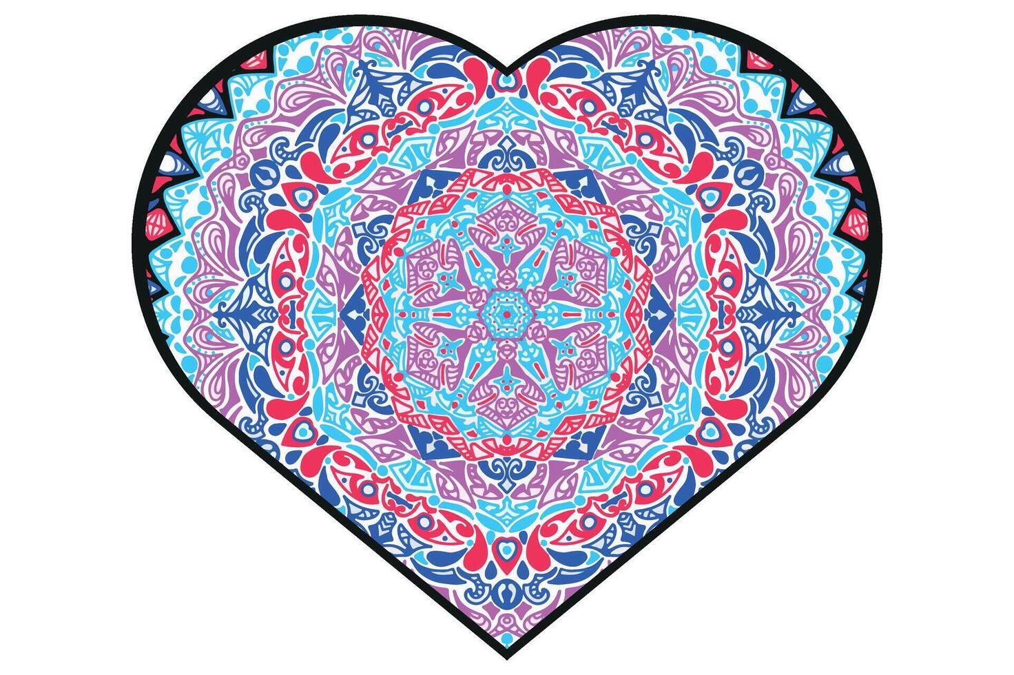 Love Mandala Ornament Vector Design For Valentine Decoration