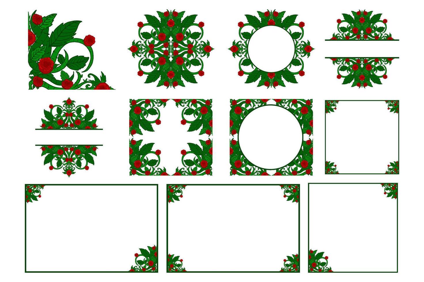conjunto de flora y Rosa ornamento marco frontera vector para decoración diseño