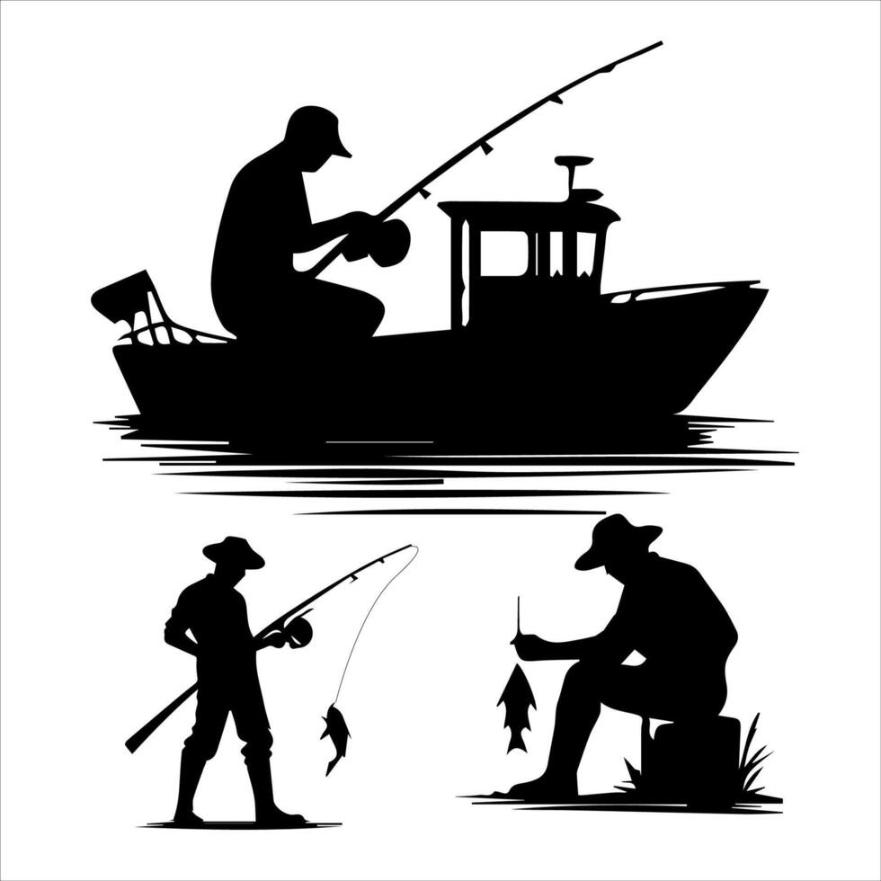 fisherman. Fisher throws spinning vector