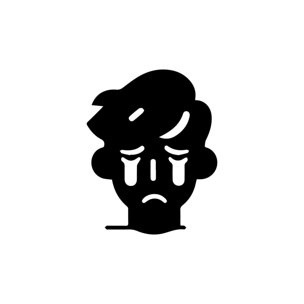 Silhouette of Very sad man alone on white background, Depressed young man vector