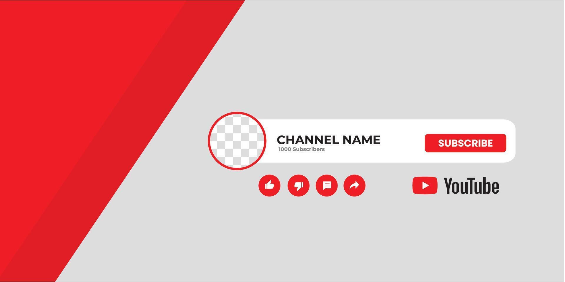 Youtube Channel Cover Wireframe. Youtube Banner For Design Your Channel. Youtube Channel Name Lower Third vector