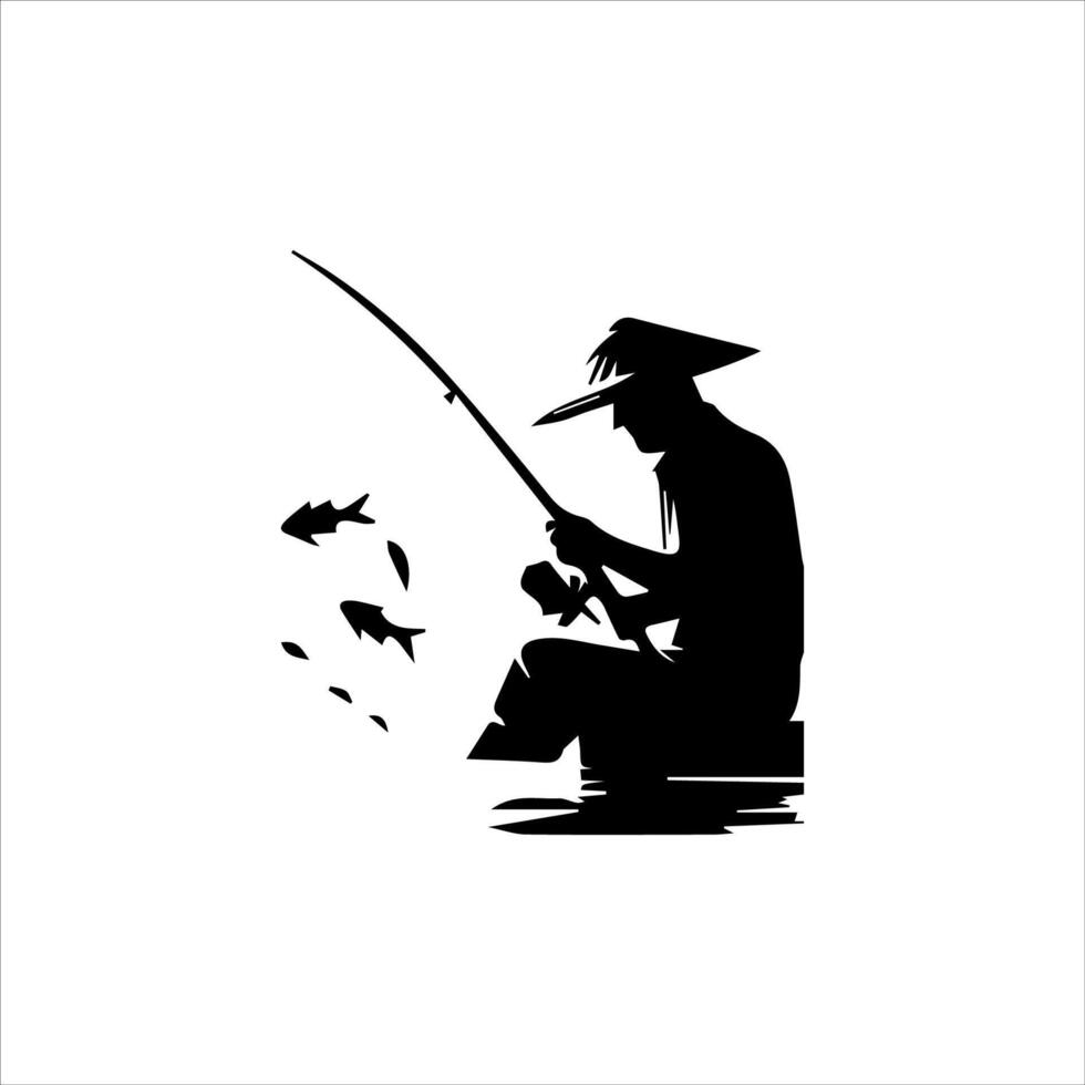fisherman. Fisher throws spinning vector