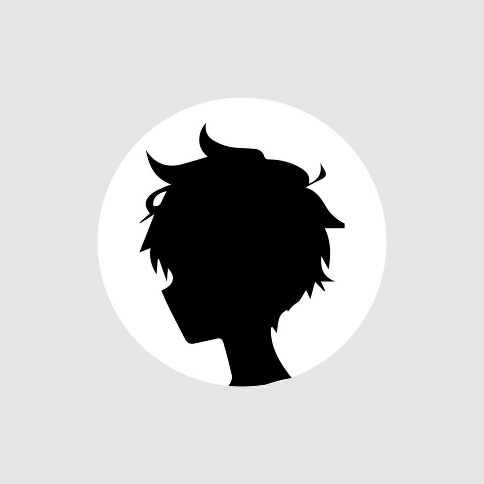 silhouette illustration of a boy in anime style vector