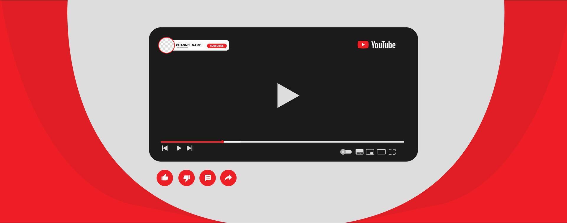 Youtube Channel Cover Wireframe. Youtube Banner For Design Your Channel. Youtube Channel Name Lower Third vector