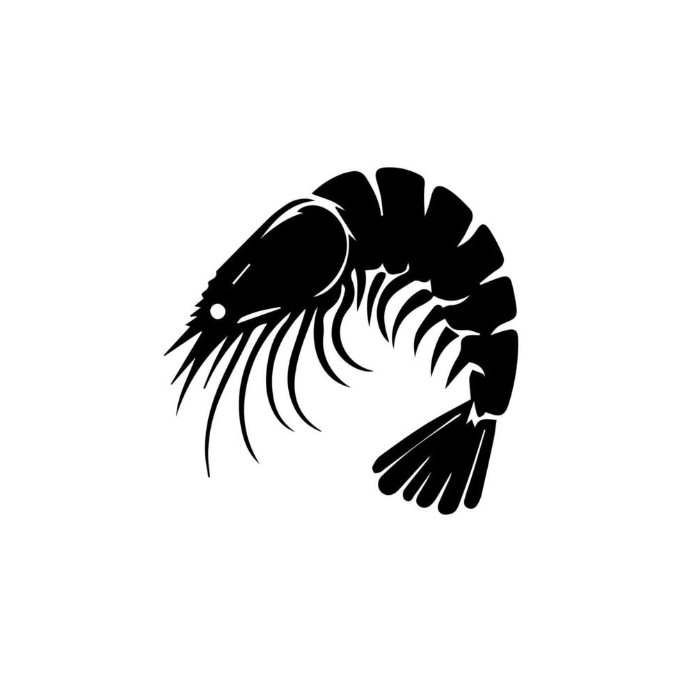 Shrimp sea Caridea animal engraving vector illustration. Scratch board style imitation. Black and white hand drawn image.