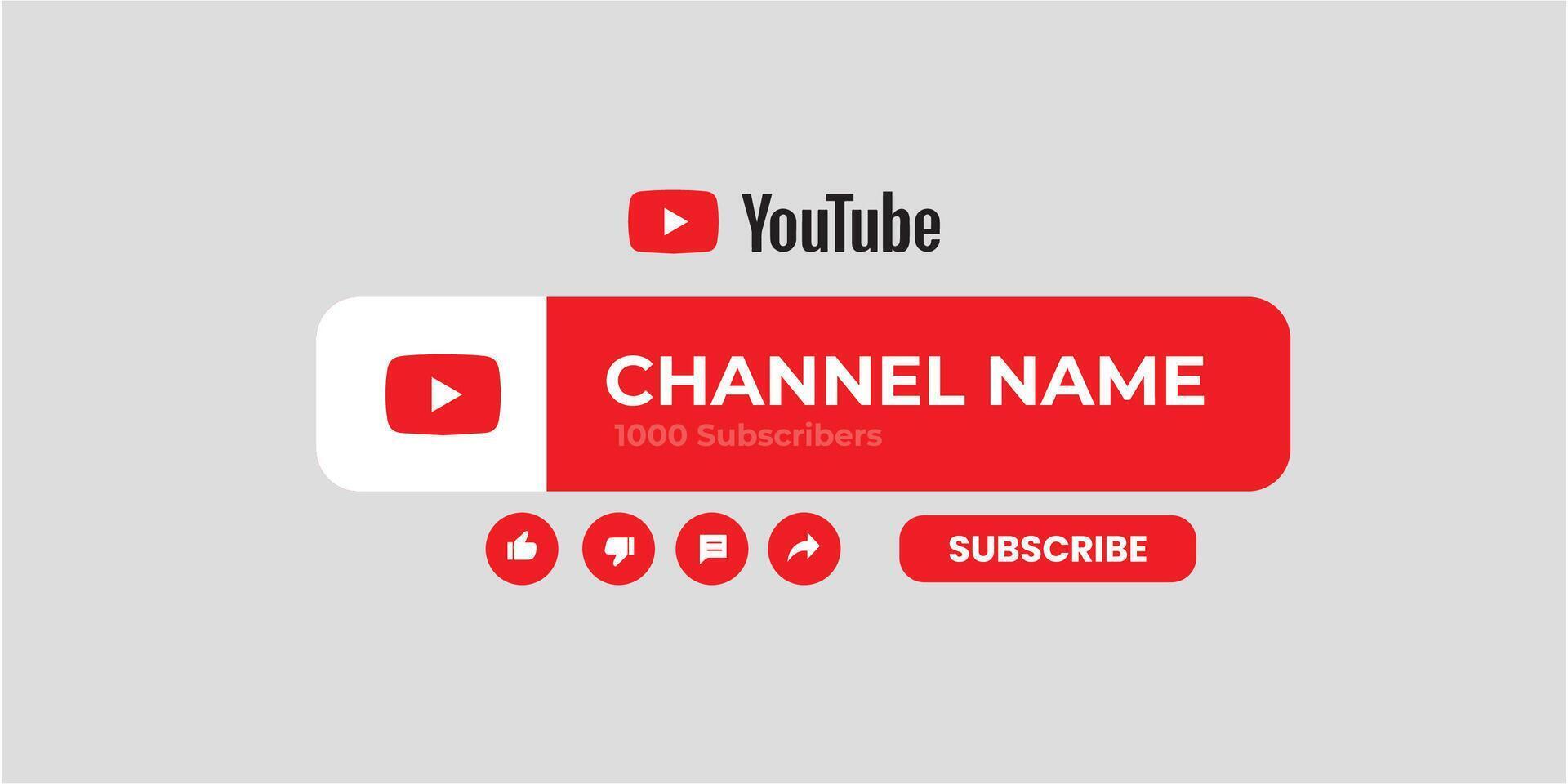 Youtube Channel Cover Wireframe. Youtube Banner For Design Your Channel. Youtube Channel Name Lower Third vector