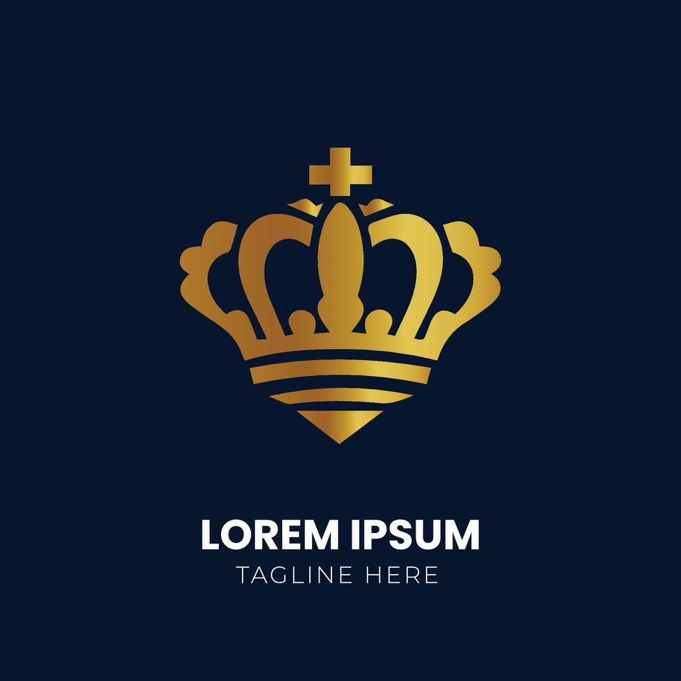 Golden Crown With Gradient Mesh, Vector Illustration