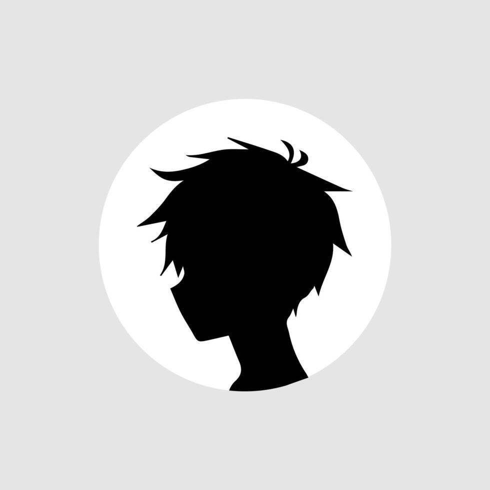 silhouette illustration of a boy in anime style vector