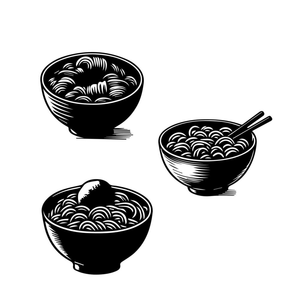 ramen fideos. vector ilustración para mascota logo o pegatinaasiática japonés tradicional comida cocina. acortar arte, menú, póster, imprimir, bandera