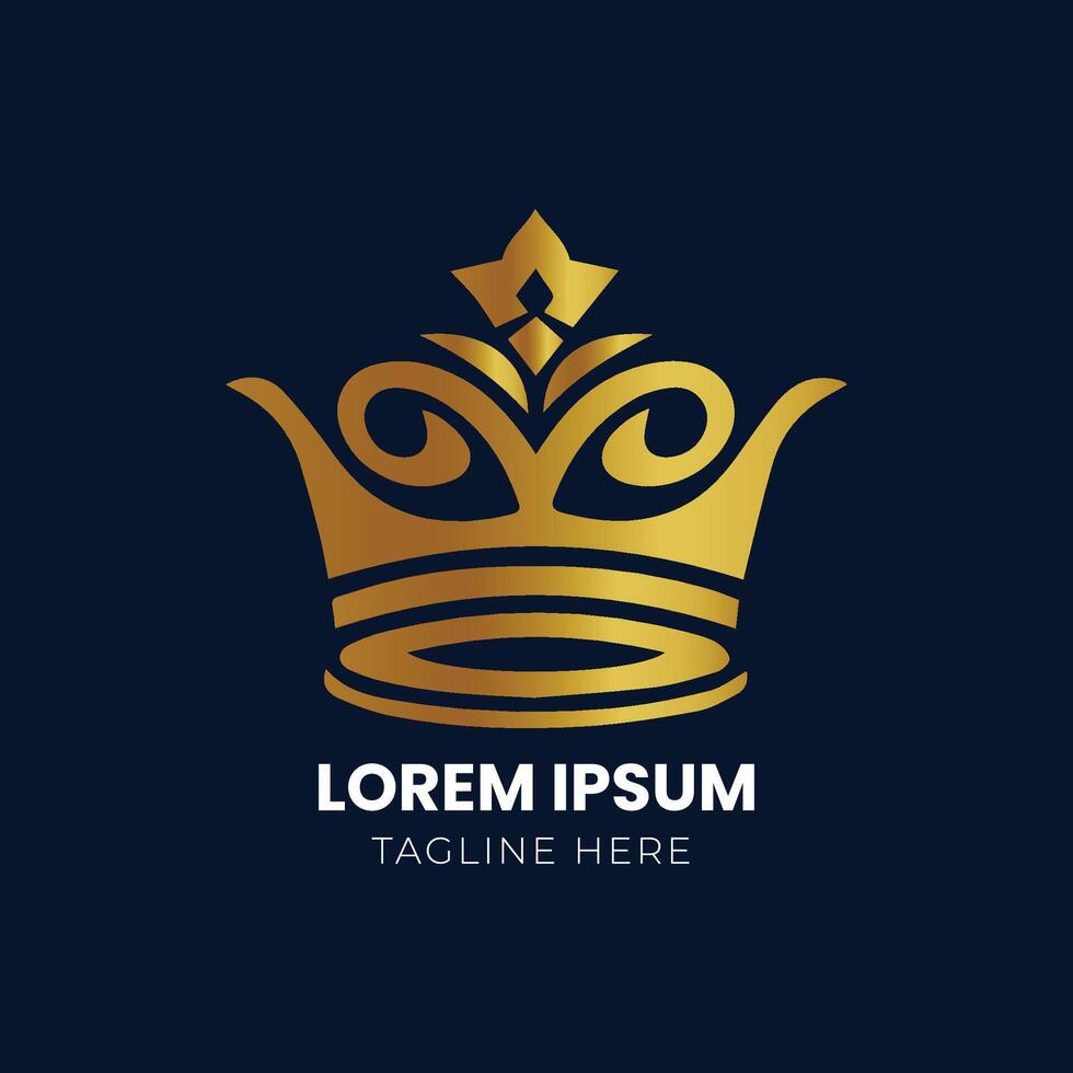 Golden Crown With Gradient Mesh, Vector Illustration