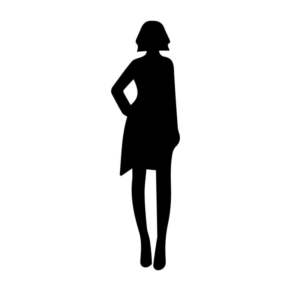 Vector silhouette of a woman on a white background.