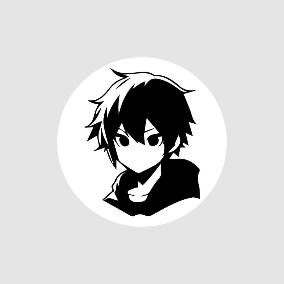 silhouette illustration of a boy in anime style vector