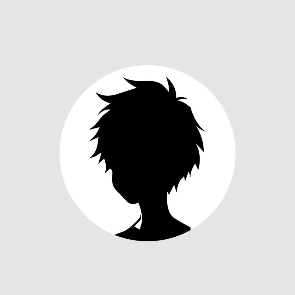 silhouette illustration of a boy in anime style vector