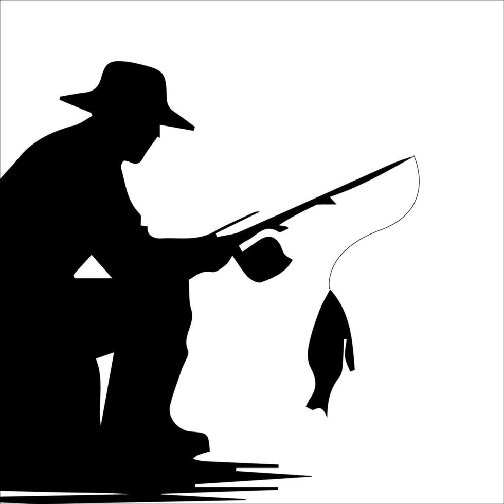 pescador. pescador lanza hilado vector