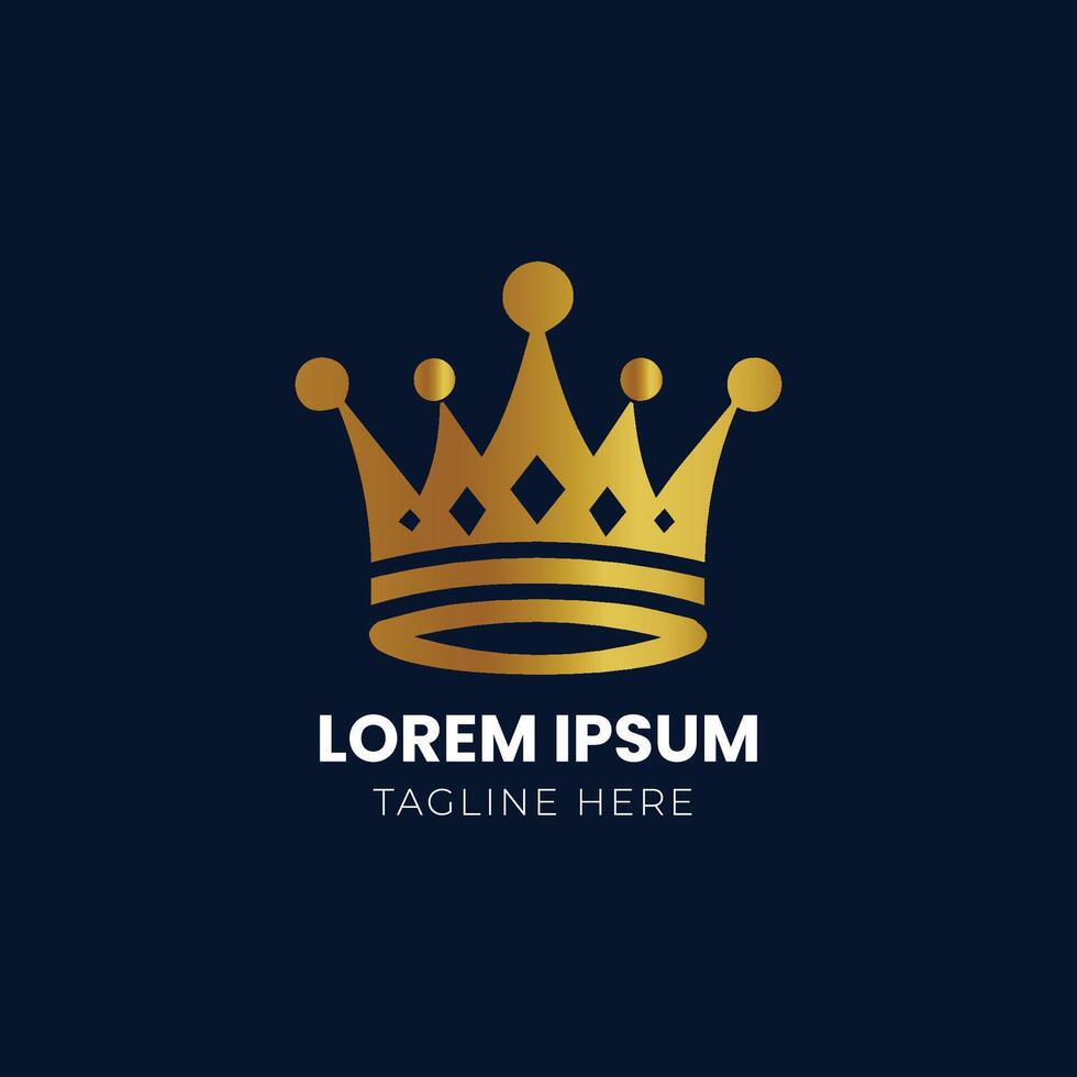 Golden Crown With Gradient Mesh, Vector Illustration