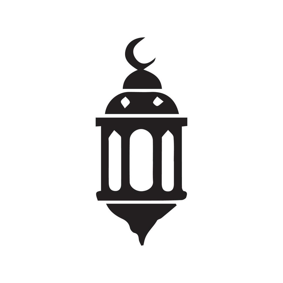 Ramadan Lantern Symbol Monochrome Background Vector Illustration
