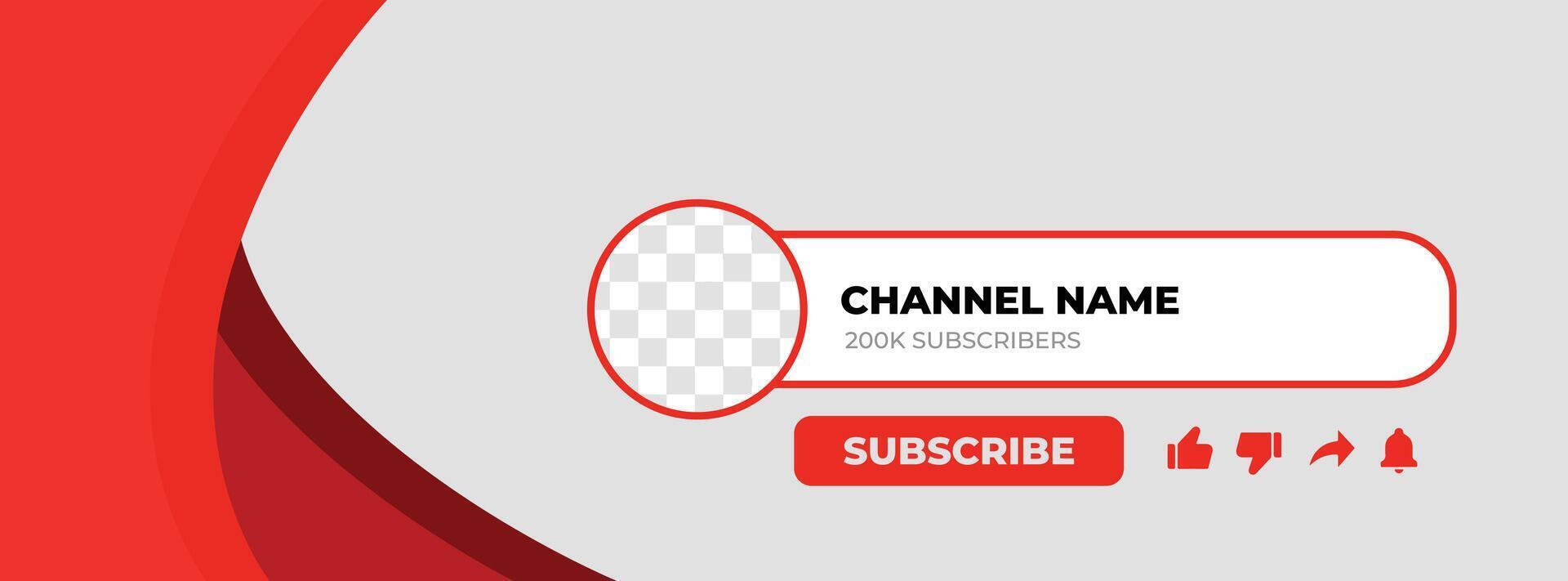 Youtube Channel Name Lower Third. Red Broadcast Banner for Video vector