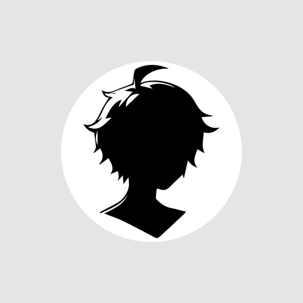 silhouette illustration of a boy in anime style vector