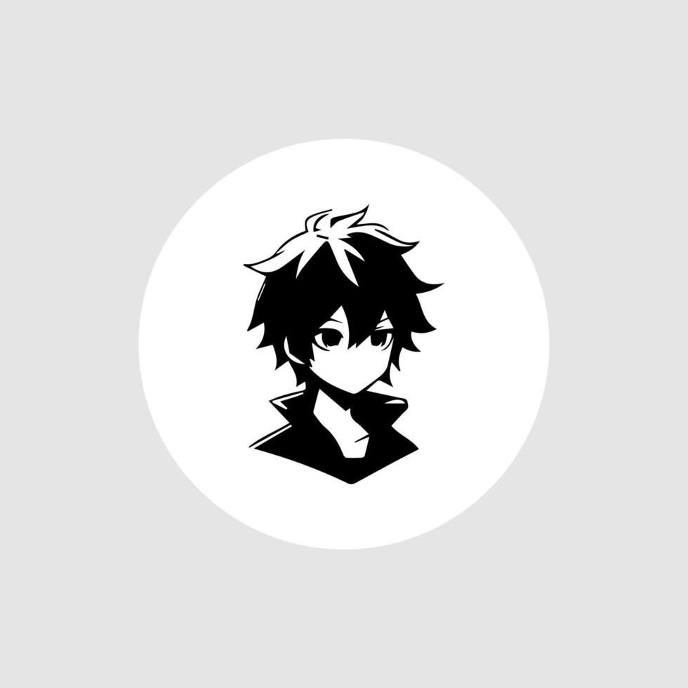 silhouette illustration of a boy in anime style vector