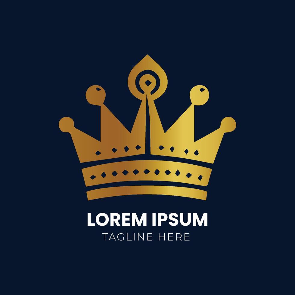 Golden Crown With Gradient Mesh, Vector Illustration