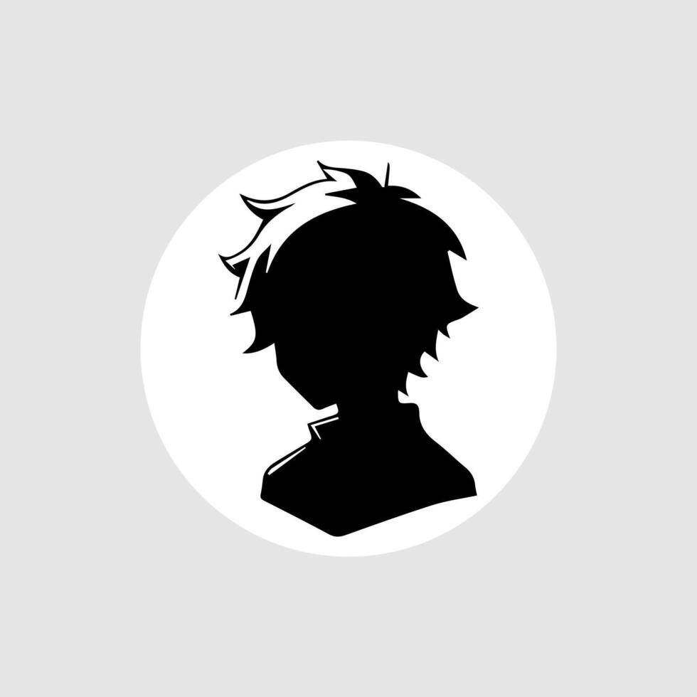 silhouette illustration of a boy in anime style vector