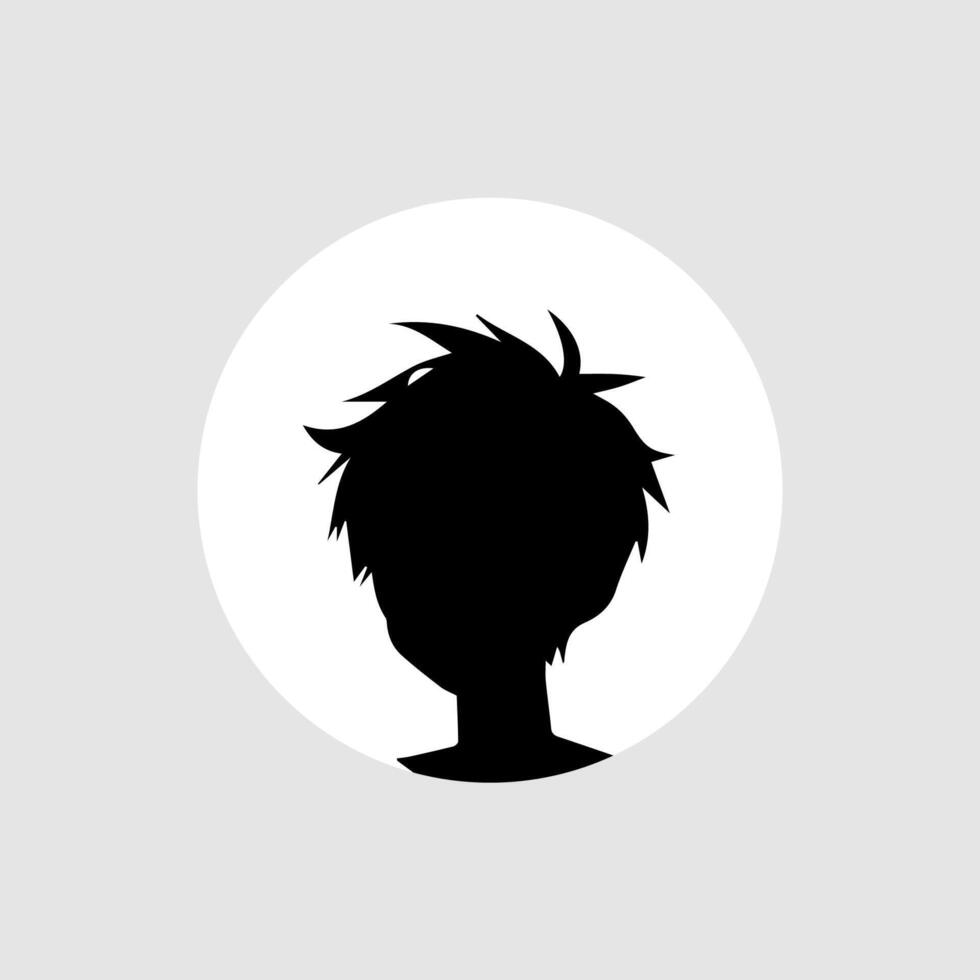 silhouette illustration of a boy in anime style vector