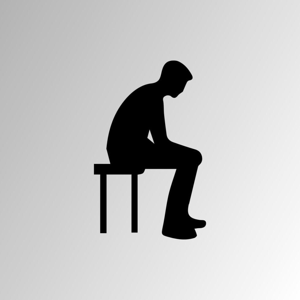 Silhouette of Very sad man alone on white background, Depressed young man vector
