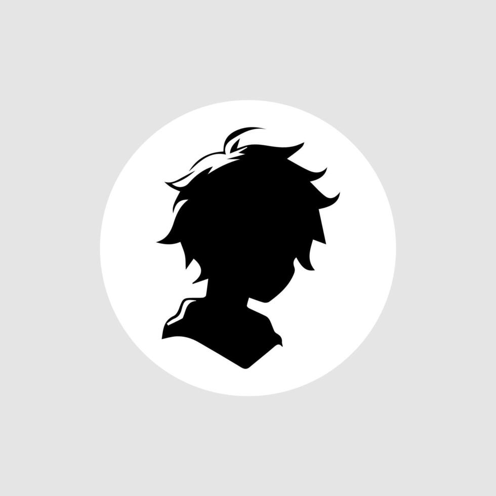 silhouette illustration of a boy in anime style vector