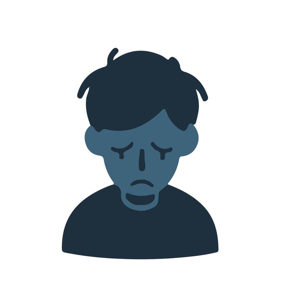 Silhouette of Very sad man alone on white background, Depressed young man vector