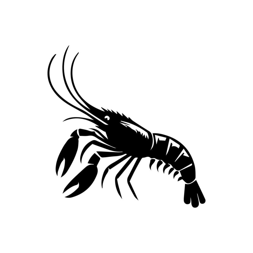 Shrimp sea Caridea animal engraving vector illustration. Scratch board style imitation. Black and white hand drawn image.