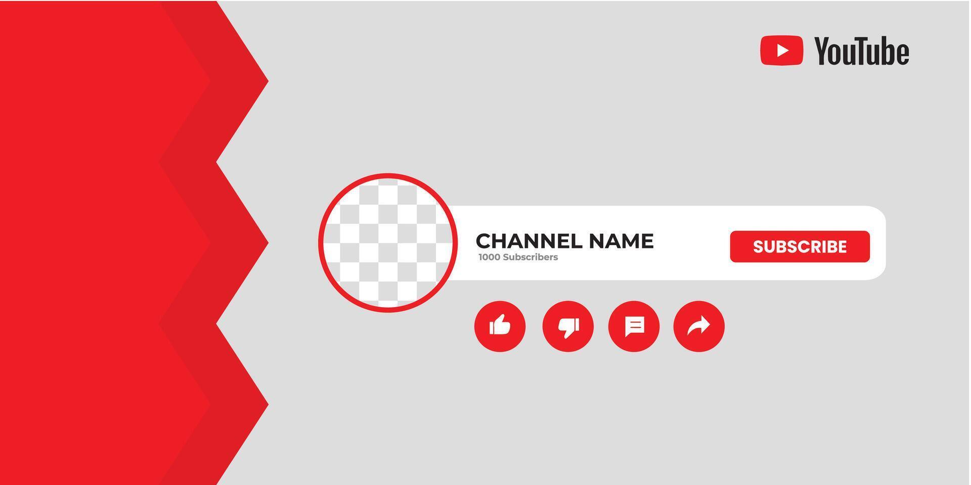 Youtube Channel Cover Wireframe. Youtube Banner For Design Your Channel. Youtube Channel Name Lower Third vector