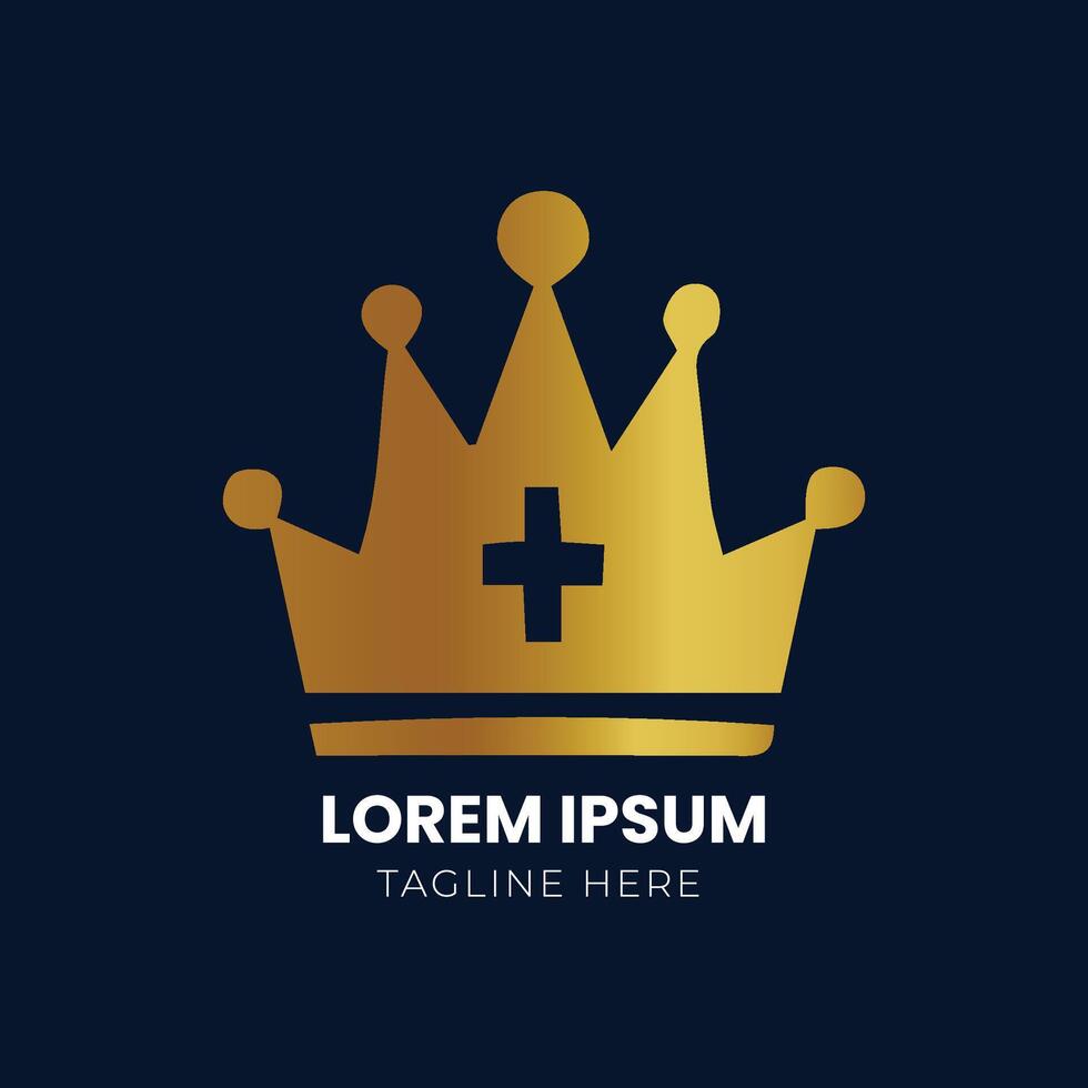 Golden Crown With Gradient Mesh, Vector Illustration
