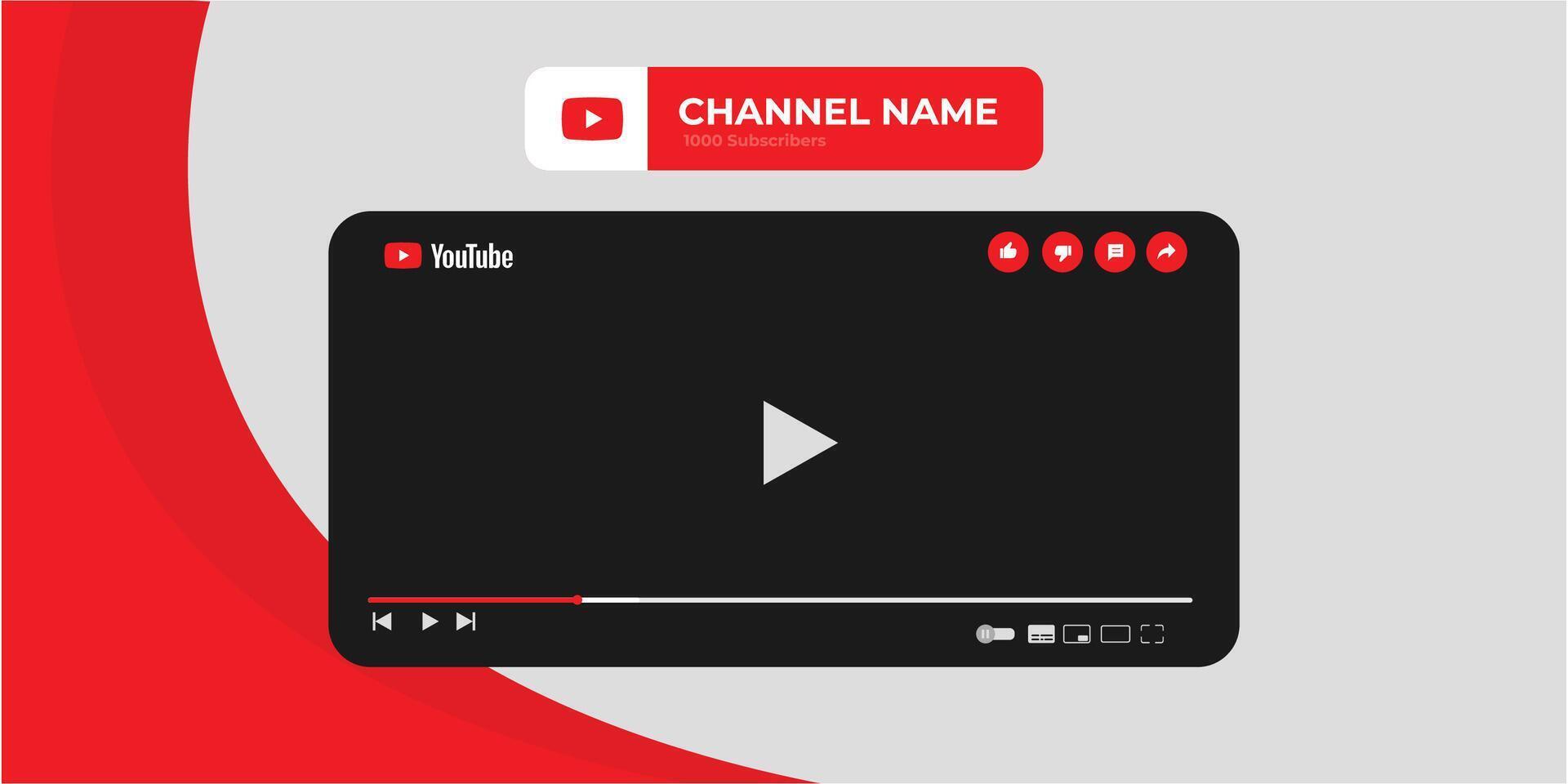 Youtube Channel Cover Wireframe. Youtube Banner For Design Your Channel. Youtube Channel Name Lower Third vector