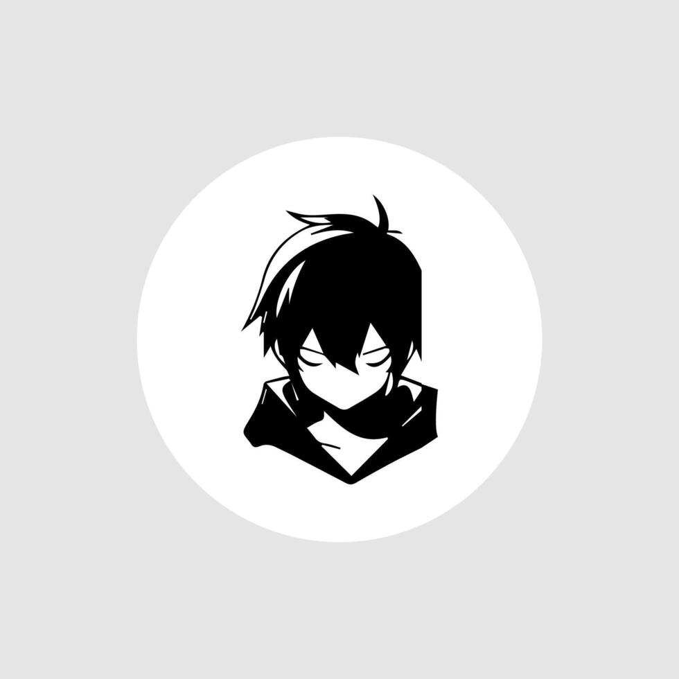 silhouette illustration of a boy in anime style vector