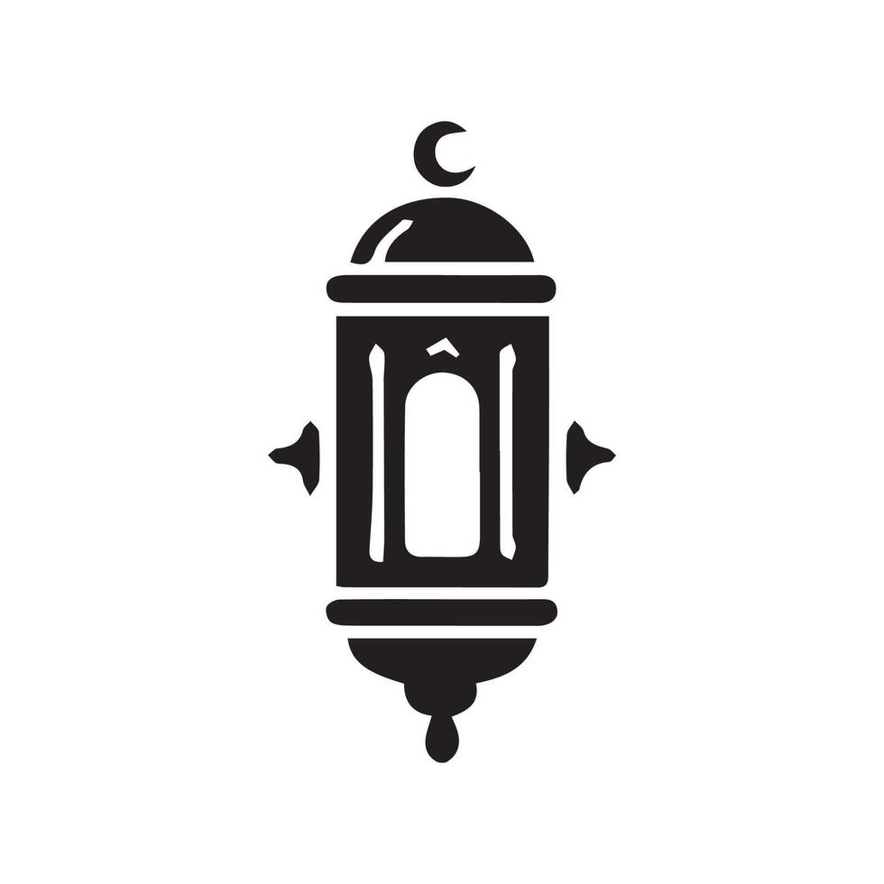 Ramadan Lantern Symbol Monochrome Background Vector Illustration