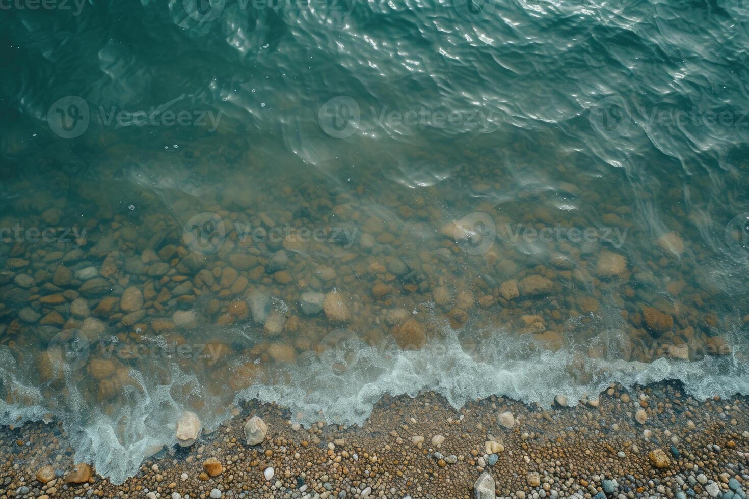 ai generado el calma de Oceano olas en un abandonado playa, turquesa mar y intacto playa aéreo ver de un pacífico, abandonado playa con calma Oceano olas suavemente rotura en contra arenoso costas foto