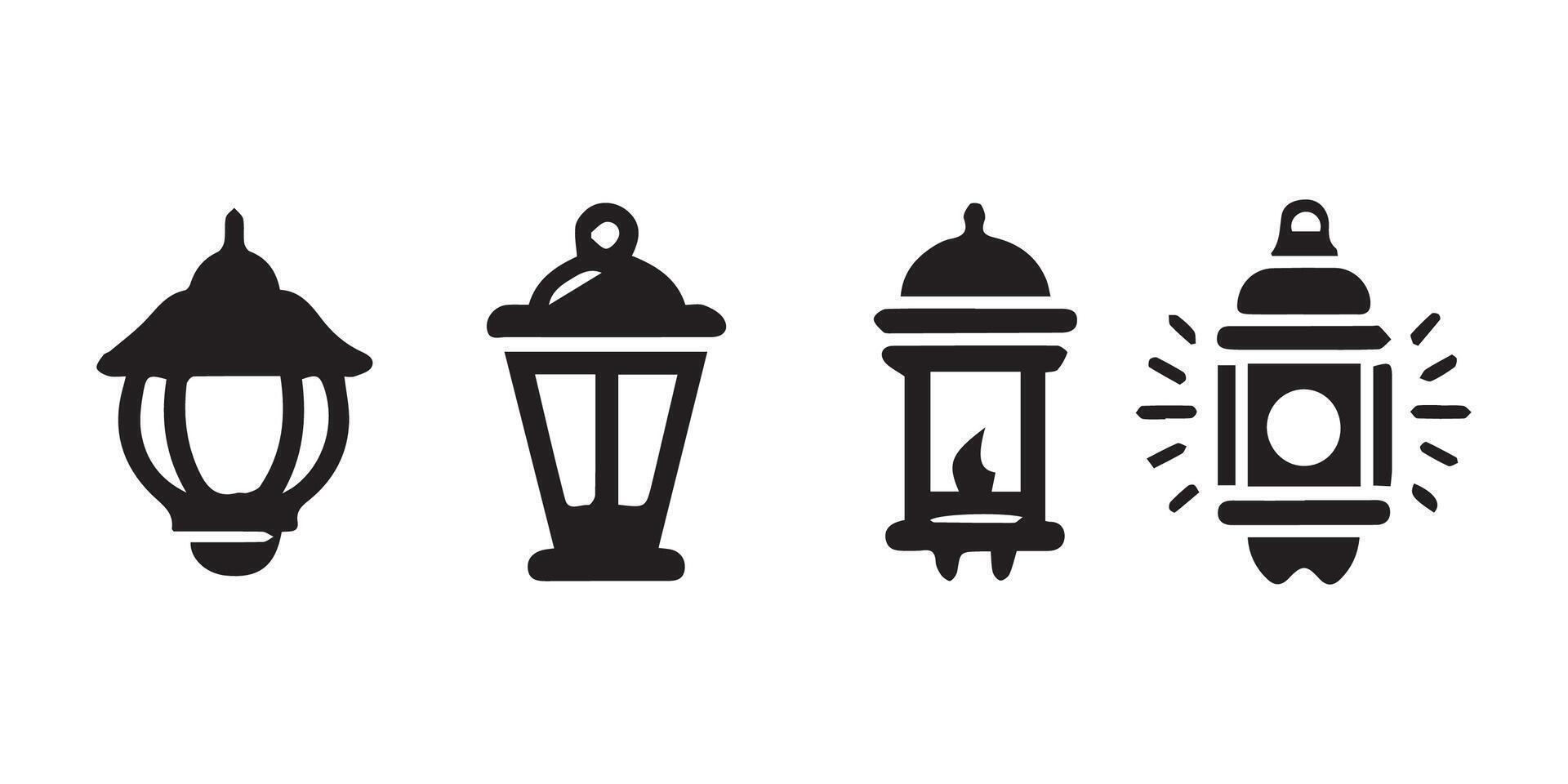 Ramadan Lantern Symbol Monochrome Background Vector Illustration