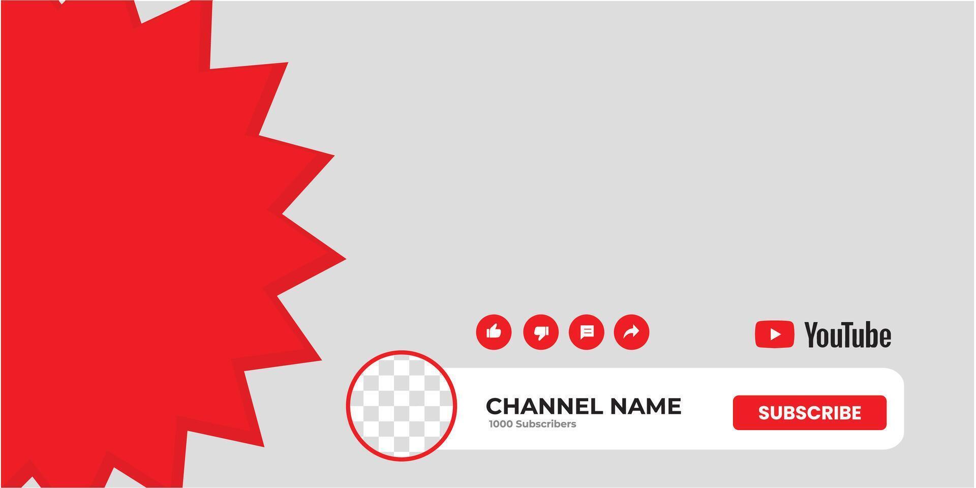 Youtube Channel Cover Wireframe. Youtube Banner For Design Your Channel. Youtube Channel Name Lower Third vector